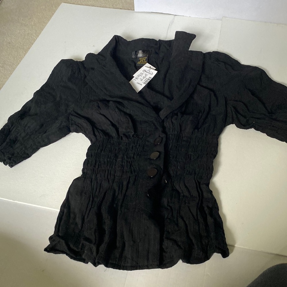 NWT Mandee Black Gathered/Puckered Tunic Top